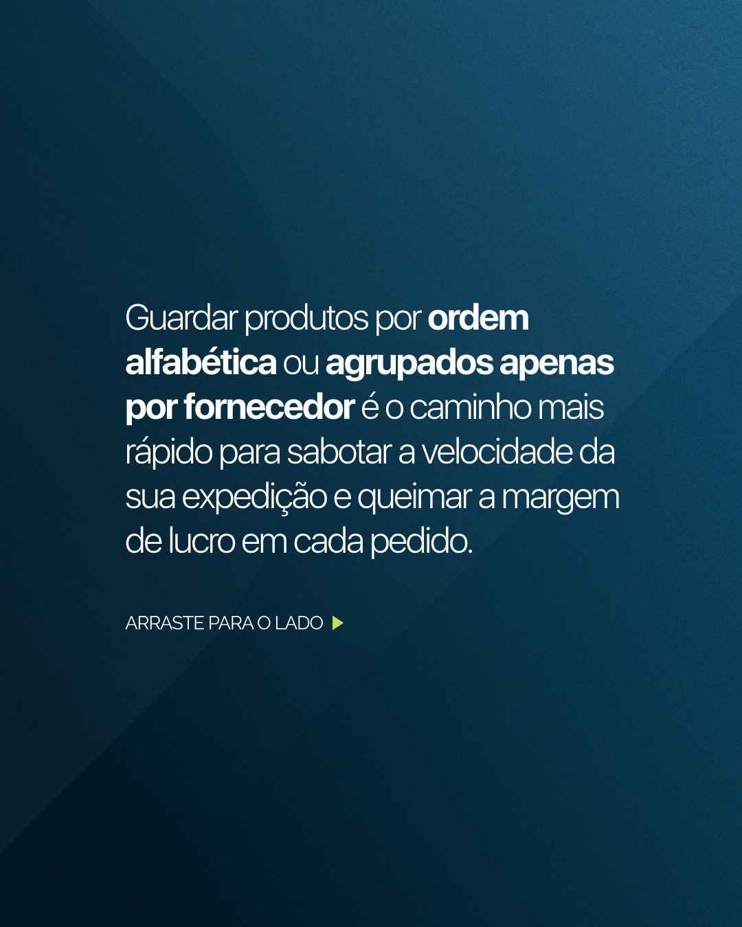 Seu armazém é um depósito estático ou um motor dinâmico?
Organizar o estoque por ordem alfabética ou fornecedor é queimar margem de lucro. O Slotting inteligente transforma dados em geografia: posiciona os itens de alto giro (Curva A) a poucos passos da expedição.
O objetivo é reduzir a quilometragem da equipe e acelerar a vazão (throughput) dos pedidos.
A posição da mercadoria define a sua velocidade de entrega. Confira como otimizar o seu layout. 📍
#Slotting #CurvaABC #EngenhariaDeProcessos #SupplyChain #MooveChain