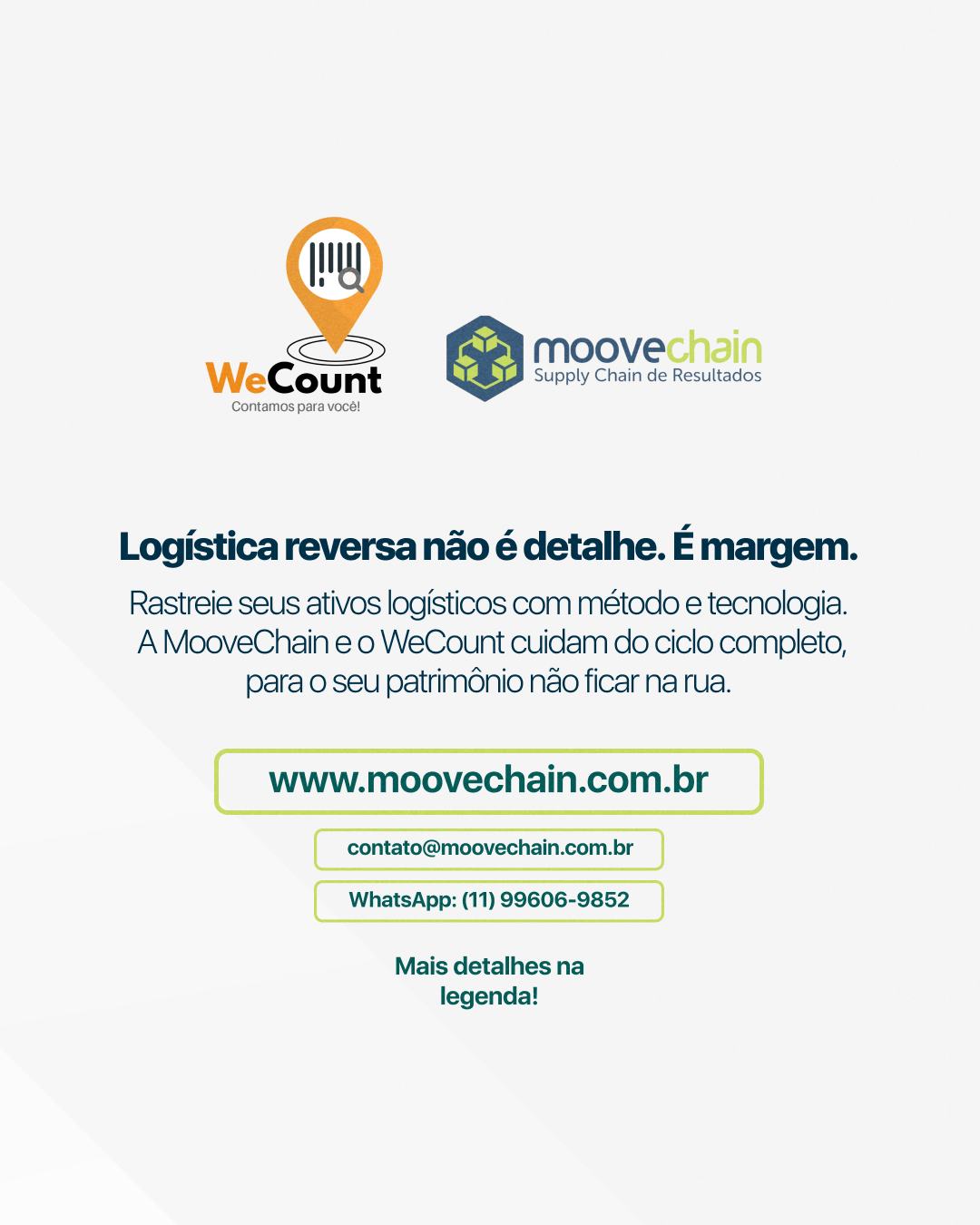 Sua embalagem retornável sempre volta, ou só às vezes?
Pallet, container, tambor, rack: cada unidade que sai sem rastreio é capital circulando fora da sua empresa sem data de retorno. E o custo não aparece numa única linha do balanço, ele se dissolve em reposições, perdas e controles que nunca fecham.
Rastreabilidade via QR Code muda essa equação. Saída registrada. Retorno confirmado. Estado de conservação documentado. A conciliação acontece automaticamente, sem depender de alguém ligando para o cliente perguntando onde está o ativo.
A MooveChain e o @wecountapp fecham o ciclo da logística reversa com dado. Não com sorte.
Acesse o link na bio e fale com um especialista.
#LogísticaReversa #EmbalagensRetornáveis #AtivoLogístico #Rastreabilidade #WeCount #MooveChain #SupplyChain #GestãoCircular