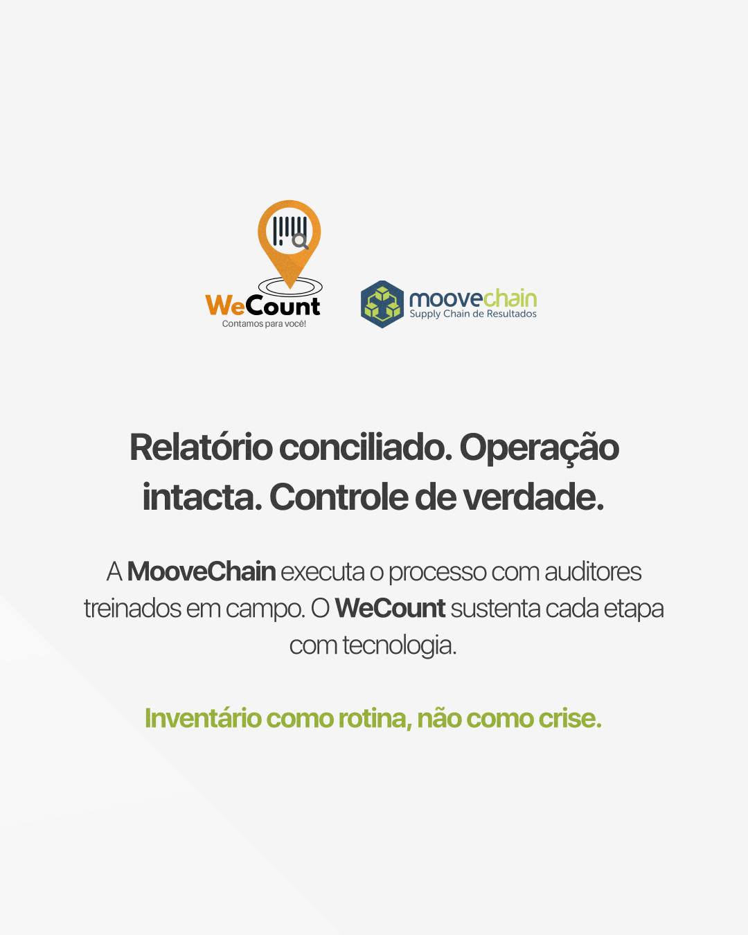 Parar a operação para contar ativos é admitir que você perdeu o
controle dela.
O "viradão de inventário" não é tradição, é sintoma. Quando a
contagem vira emergência anual, os erros acumulados aparecem
todos de uma vez, com a operação parada e a equipe no limite.
A contagem cíclica resolve isso na raiz: o estoque é auditado por
partes, ao longo do ano, sem interromper a rotina. Cada ativo
identificado por QR Code, geolocalizado e fotografado em campo.
Os dados chegam conciliados em tempo real, não digitados depois
com prancheta.
Com os auditores MooveChain e o WeCount, inventário deixa de
ser crise e passa a ser processo.
Acesse o link na bio e fale com um especialista.
#Inventário #ContagemCíclica #AtivoFixo #AtivoLogístico
#WeCount #MooveChain #SupplyChain #GestãoDeAtivos