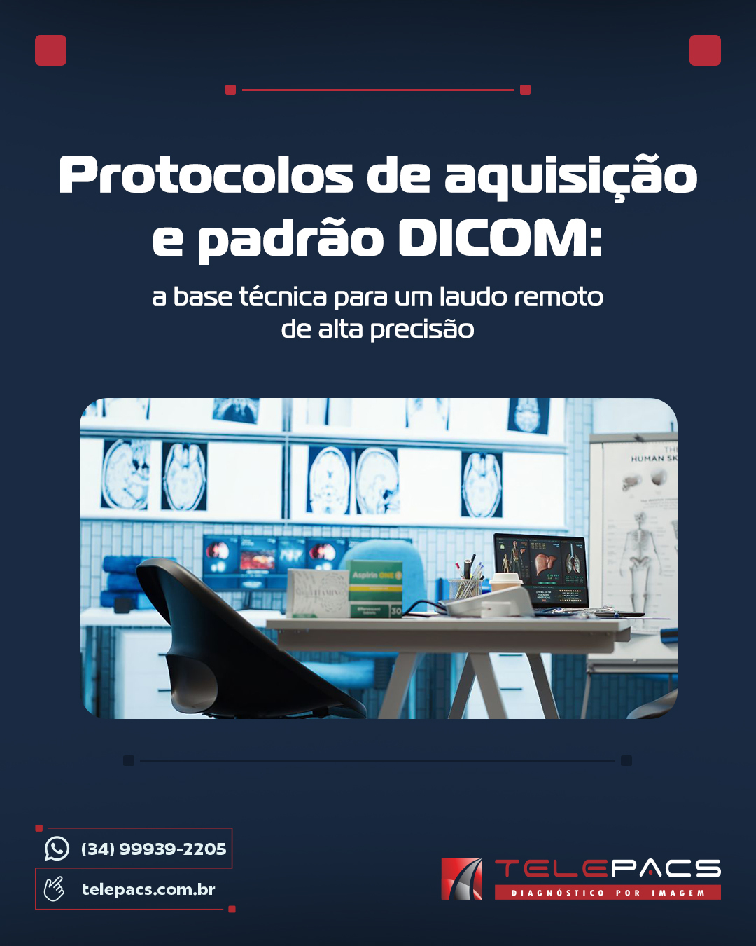 Na rotina de clínicas e serviços de imagem que utilizam telerradiologia, um problema é mais comum do que deveria: exames que precisam ser refeitos. Seja por parâmetros inadequados, séries incompletas ou falhas no envio das imagens, o resultado costuma ser o mesmo: atraso no laudo, retrabalho da equipe e, em muitos casos, a reconvocação do paciente. Isso impacta diretamente na reputação do centro de imagem e no aumento de custos.
Para coordenadoras de imagem, esse cenário gera desgaste operacional e impacto direto na experiência do paciente. A boa notícia é que a solução de grande parte desses problemas está em dois pilares técnicos bem definidos: protocolos de aquisição em telerradiologia adequados e uso correto do padrão DICOM.
Afinal, em telerradiologia, a qualidade do laudo começa muito antes da imagem chegar ao radiologista.
O que são protocolos de aquisição e por que são essenciais
Os protocolos de aquisição são conjuntos de parâmetros técnicos que orientam como se deve realizar cada exame. Em Tomografia Computadorizada (TC) e Ressonância Magnética (RM), eles definem aspectos cruciais como:
Espessura de corte e intervalo;
Matriz e campo de visão (FOV);
Uso e fases de contraste;
Sequências de imagem específicas para cada suspeita clínica.
Quando esses protocolos são seguidos à risca, garantimos que as imagens geradas sejam diagnósticas. Ou seja, elas contêm informações suficientes para que o radiologista identifique ou descarte patologias com segurança.
O papel do padrão DICOM na telerradiologia
O DICOM (Digital Imaging and Communications in Medicine) é a linguagem universal da radiologia. Ele garante que uma imagem gerada em um tomógrafo de uma marca possa ser visualizada em qualquer estação de trabalho ou sistema de PACS, sem perda de qualidade...
Acesse nosso Blog abaixo ou link na bio e saiba mais!
📲 (34) 99939-2205
🌐 telepacs.com.br
#Telerradiologia, #ProtocolosDeAquisicao, #PadraoDICOM, #QualidadeDoLaudo, #GestaoEmImagem #Telepacs