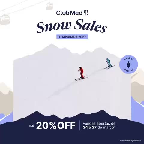 🚨 ATENÇÃO, AMANTES DA NEVE! 🚨
❄️ Feirão SKI do Club Med – Temporada 2027 ❄️
⏳ De 24 a 27 de março acontece a abertura oficial de vendas dos resorts de ski do Club Med na França, Itália, Suíça e Canadá.
🎿 Descontos de até 20% para as melhores semanas da temporada.
⚠️ Os resorts e datas mais procurados costumam esgotar nas primeiras horas da abertura.
Para aumentar suas chances de garantir o resort ideal, estamos fazendo pré-cadastro até 19/03.
✔ Com o pré-cadastro realizado:
• Sua reserva fica pré-organizada
• Podemos tentar a confirmação já na madrugada do dia 24/03
• Você tem muito mais chance de garantir o resort e a semana desejados
✨ Por que escolher ski no Club Med?
✔ 5 dias de Aulas de ski e snowboard incluídas
✔ Experiência perfeita para iniciantes, família e amigos
✔ Estrutura completa para famílias, com monitoramento infantil
✔ Gastronomia premium e après-ski, sistema All-Inclusive
❓ Quer saber:
• Qual resort é melhor para famílias com crianças
• Qual tem vilas alpinas charmosas próximas
• Qual oferece as melhores pistas para iniciantes ou intermediários
A Skipoint é agência EXPERT em Club Med e pode orientar você em todos os detalhes para uma experiência inesquecível na neve.
📩 Solicite agora sua cotação e faça seu pré-cadastro.