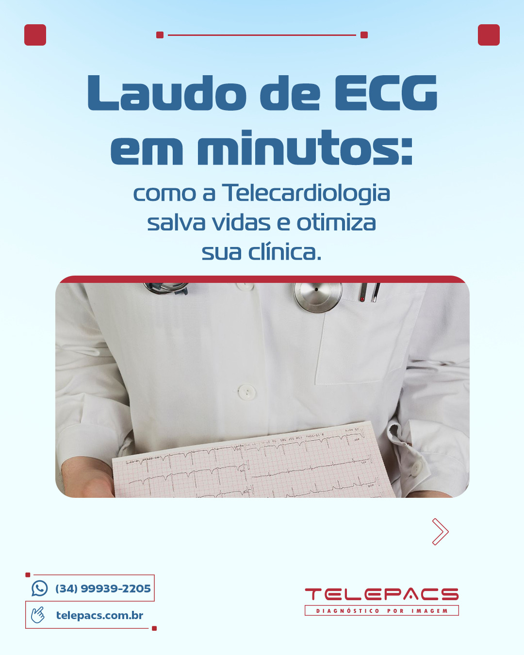 A telecardiologia é a revolução que a saúde precisa! Em situações críticas, cada segundo conta e, com a Telepacs, laudos de ECG e outros exames chegam em minutos, garantindo que diagnósticos precisos sejam feitos rapidamente, mesmo em locais sem cardiologistas disponíveis. Imagine ter a segurança de um especialista ao seu lado, onde quer que você esteja! Essa é a nova realidade que pode salvar vidas e transformar o atendimento nos hospitais. Marque alguém que precisa saber sobre essa inovação e vamos juntos espalhar essa informação vital!
Acesse nosso Blog abaixo ou link na bio e saiba mais!
📲 (34) 99939-2205
🌐 telepacs.com.br
#Telecardiologia #Saúde #Inovação #ECG #Telepacs
