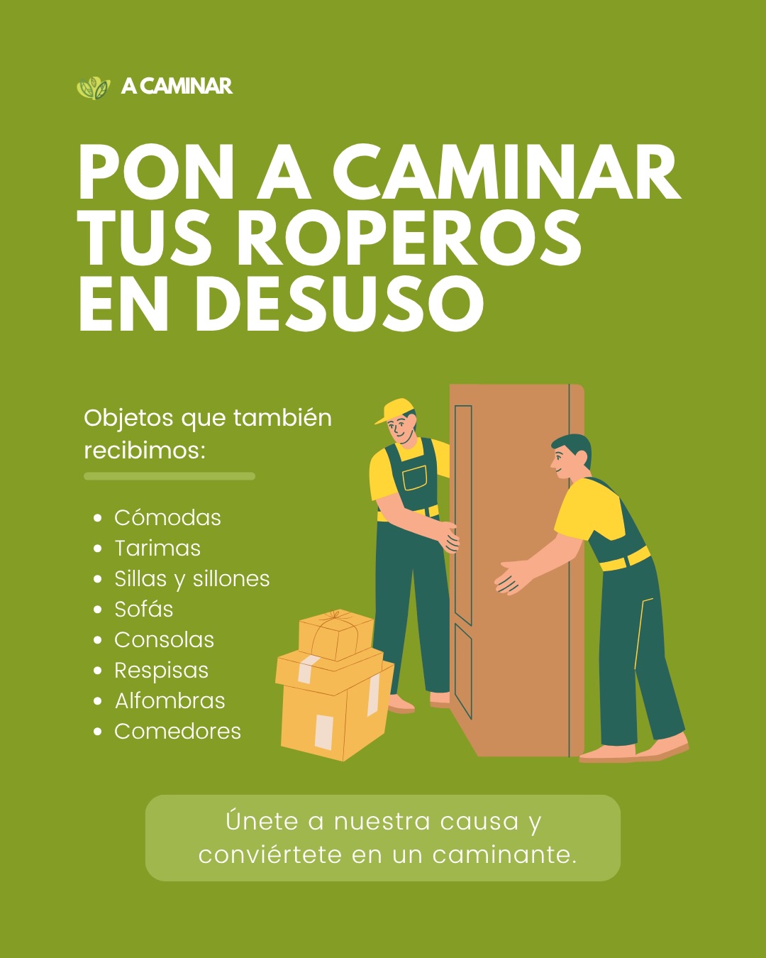 Hay cosas en casa que ya cumplieron su ciclo, pero no su propósito, y ese ropero que hoy no usas puede seguir siendo útil en otro espacio. ☺️ En A Caminar promovemos la donación de bienes en desuso para darles una segunda vida y destinarlos a acciones sociales donde más se necesiten. 💚 Conoce más sobre lo que hacemos en el link de nuestra bio.
