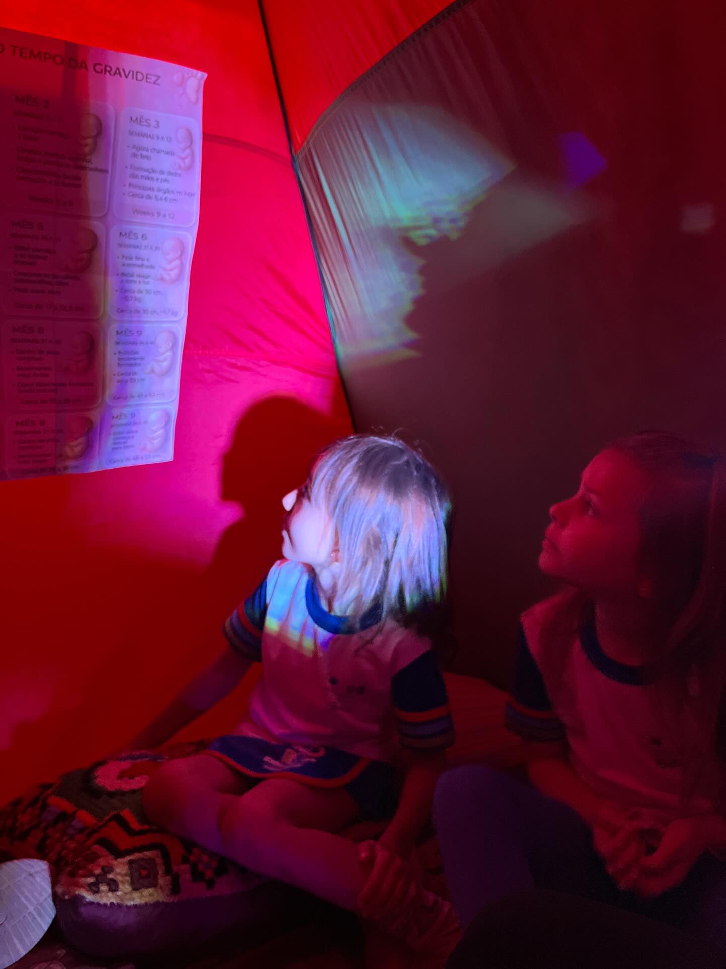 No projeto “Minha Primeira Moradia”, os alunos do 1º ano participaram de uma vivência muito especial 🤱🏻🩵
Eles vivenciaram uma proposta sensorial que simulava o ambiente do útero, com sons, cores e sensações que despertaram curiosidade e encantamento.
Também observaram imagens do crescimento do bebê, aprendendo como ele se desenvolve e que o útero é a nossa primeira moradia, dentro da barriga. 🫶🏻