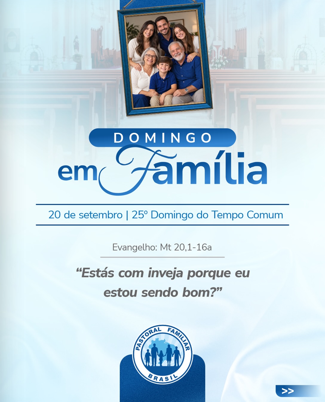 Neste 25º Domingo do Tempo Comum, Jesus nos convida a olhar para o coração e perceber como a comparação pode nos impedir de reconhecer a bondade de Deus na vida do outro.
Reflita sobre: “Em que situações nos comparamos e deixamos de agradecer pelo bem do outro?”
Que nesta semana nossa casa seja um lugar de menos comparação e mais gratidão.
Salve este post e viva essa proposta com sua família durante a semana. Neste 25º Domingo do Tempo Comum, Jesus nos convida a olhar para o coração e perceber como a comparação pode nos impedir de reconhecer a bondade de Deus na vida do outro.
Reflita sobre: “Em que situações nos comparamos e deixamos de agradecer pelo bem do outro?”
Que nesta semana nossa casa seja um lugar de menos comparação e mais gratidão.
Salve este post e viva essa proposta com sua família durante a semana.